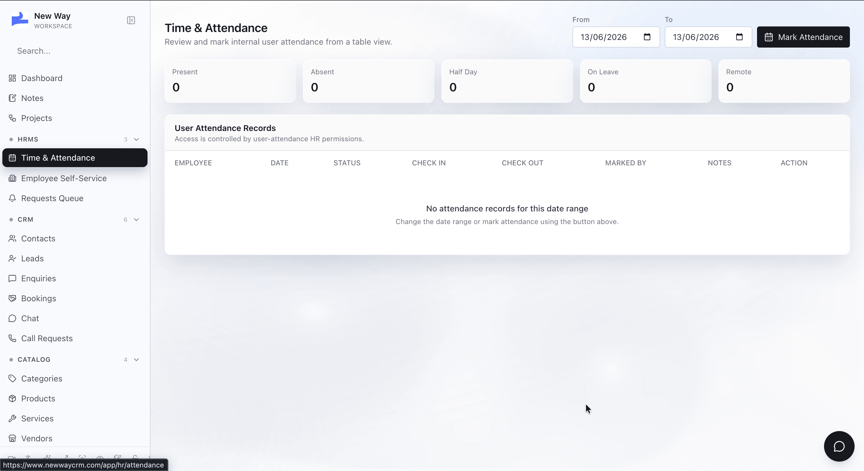 HRMS screenshot